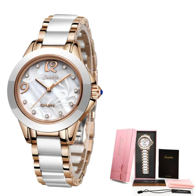 SUNKTA Luxury Crystal Ladies Watches Waterproof Rose Gold Women Wrist Watches Top Brand Bracelet Clock Gift Relogio Feminino+Box - Image 6