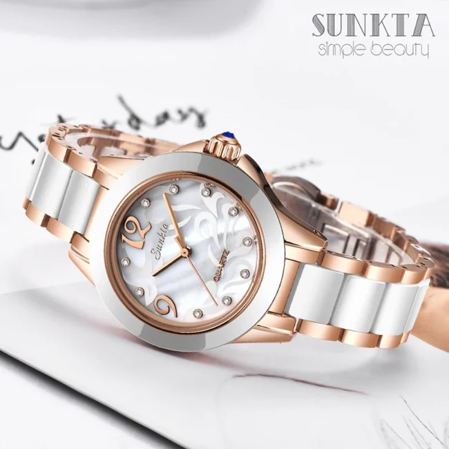 SUNKTA Luxury Crystal Ladies Watches Waterproof Rose Gold Women Wrist Watches Top Brand Bracelet Clock Gift Relogio Feminino+Box - Image 3