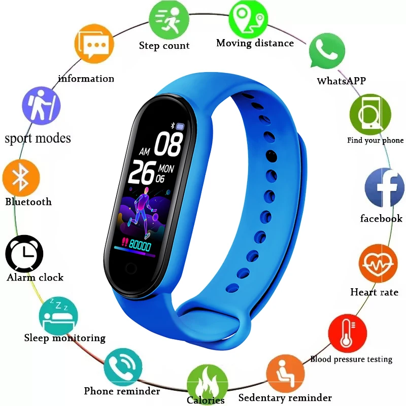 M5 Pro Smart Watch Men Women Sports Fitness Watch Band Blood Pressure Heart Rate Health Monitor Bracelet Waterproof Smart Band