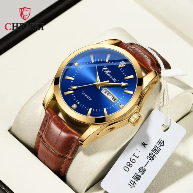 CHENXI 0021 New Double Calendar Business Waterproof Belt Quartz Watch Men's Watch Genuine Direct Selling Montre Hommes - Image 2