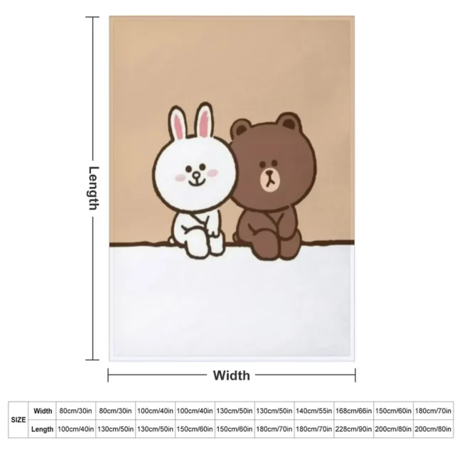 brown cony bear Throw Blanket Warm Decorative Sofas manga Blankets - Image 2