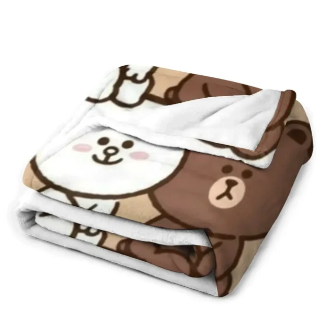 brown cony bear Throw Blanket Warm Decorative Sofas manga Blankets - Image 3