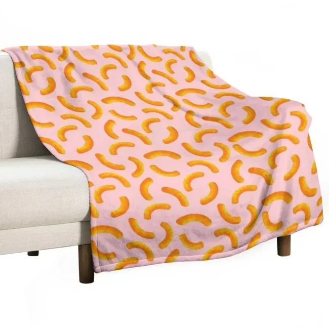 Cheese Puffs - Pink Throw Blanket Decorative Sofa Quilt Decoratives Soft Plush Plaid Blankets