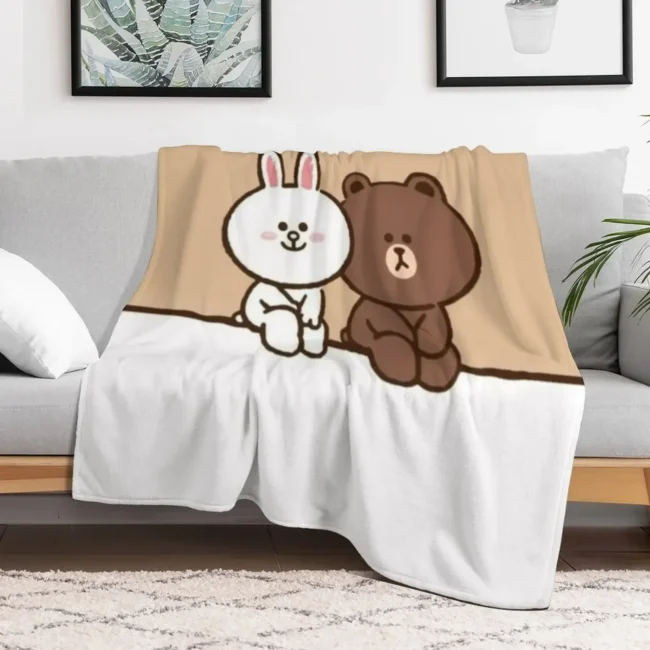 brown cony bear Throw Blanket Warm Decorative Sofas manga Blankets - Image 5