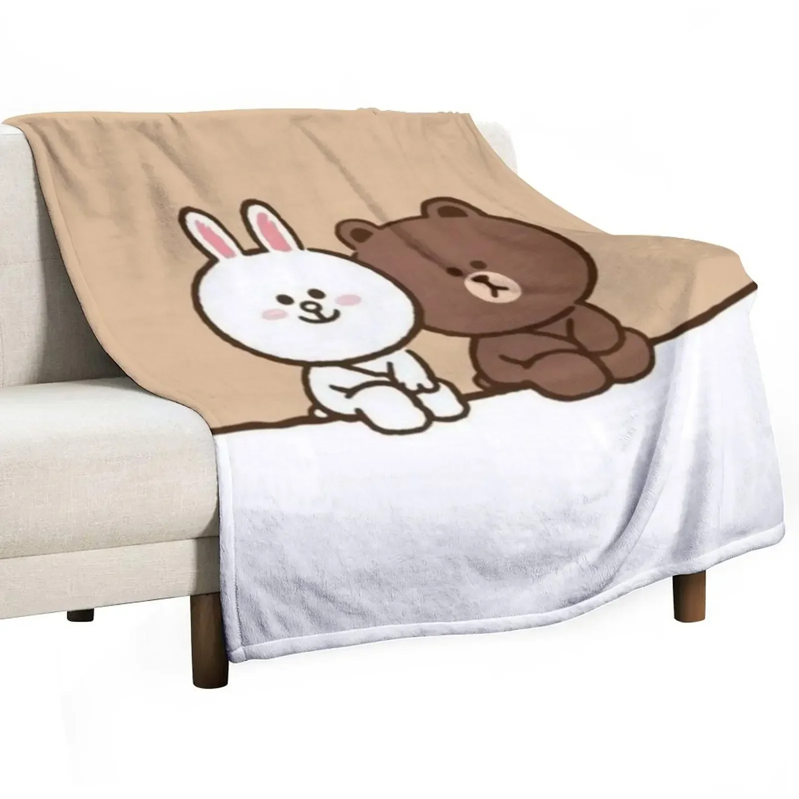 brown cony bear Throw Blanket Warm Decorative Sofas manga Blankets