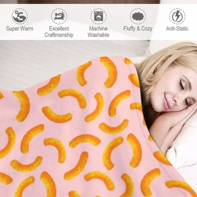 Cheese Puffs - Pink Throw Blanket Decorative Sofa Quilt Decoratives Soft Plush Plaid Blankets - Image 4